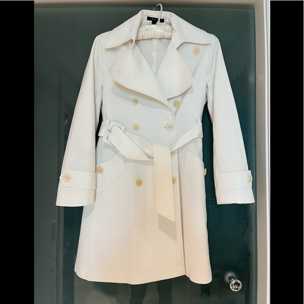 Theory Trench Coat White Petite